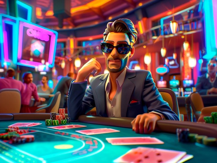 Dealer profesional pt.togel membagikan kartu Lucky Twins dengan gerakan presisi di studio dengan pencahayaan HD